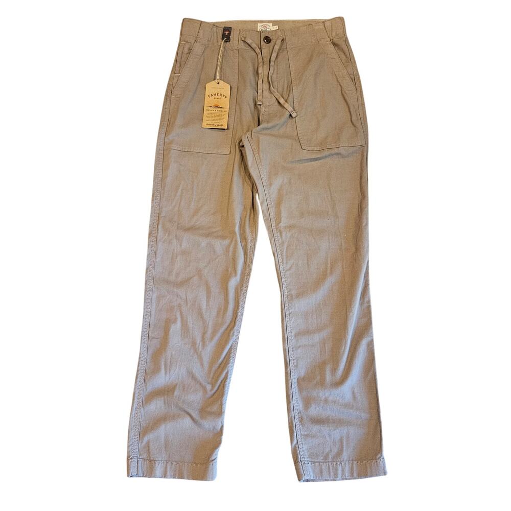 Faherty Dune Utility Pant mens small khaki brown organic cotton